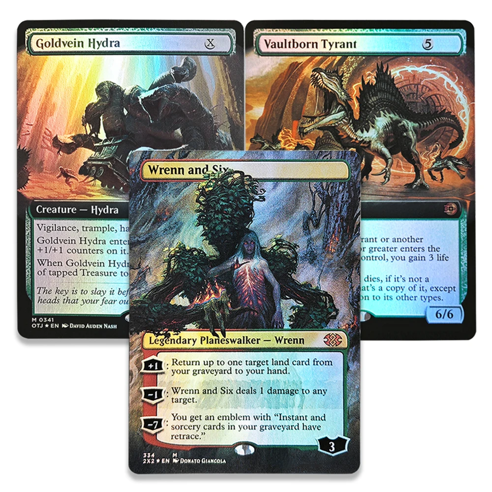Фото Коллекционные карты TCG: Редкие магические карты с золотым тиснением Goldvein Hydra/Vaultborn Tyrant/Wrenn and Six — игрушки, хобби, коллекционные предметы, подарки №1