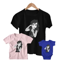 disney new cool princess family matching t shirt fashion kids short sleeve unisex adult simple summer o neck baby romper