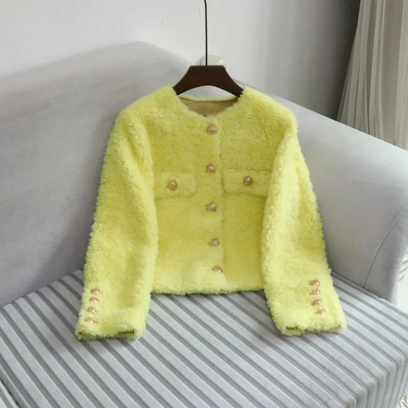 Elegant Round Neck Short Wool Coat 2022 Autumn and Winter New Sweet Women's All-Match Long Sleeve Suit Jackets for Women Street