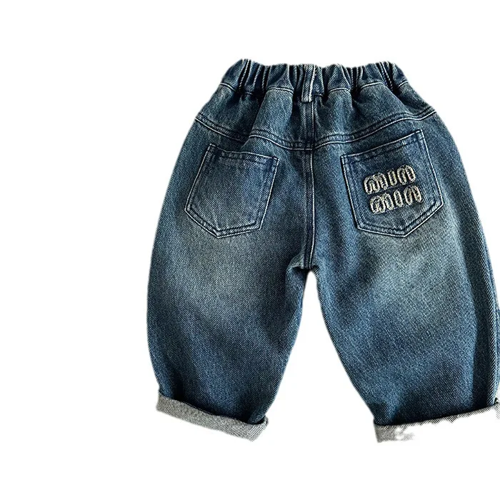 Джинсовые брюки для мальчиков длинные из денима изящная весенне-осенняя одежда