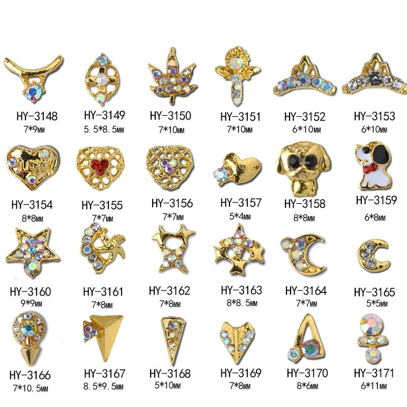 

Nail Art Golden Silver Cute Star Moon Series Decorations Alloy Charm with Pearl Rhinestone Nail Charms Luxury