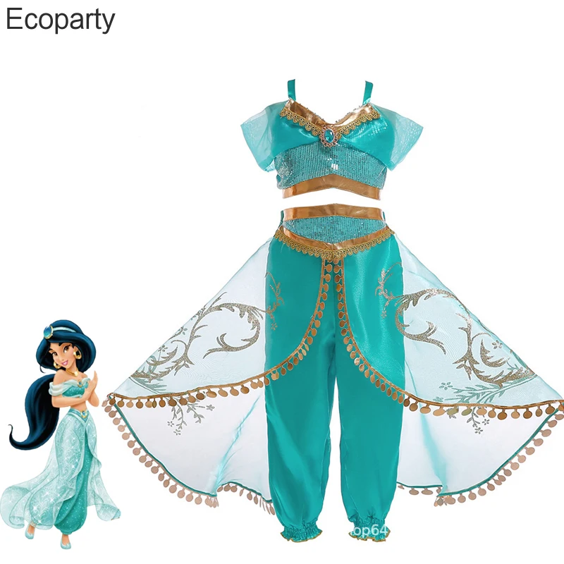 

Новый детский костюм принцессы жасмин для косплея Аладдин волшебная лампа ролевые топы брюки костюм на день рождения Хэллоуин Вечеринка нарядное платье