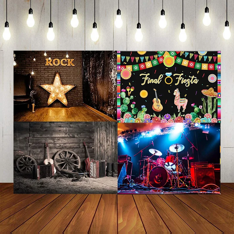 

Виниловый фон для фотосъемки с изображением гитары гаража рок-группы кирпичной стены