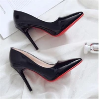 plus size ol office lady shoes patent leather high heels woman shoes pointed toe dress shoes basic pumps women boat zapatos muje