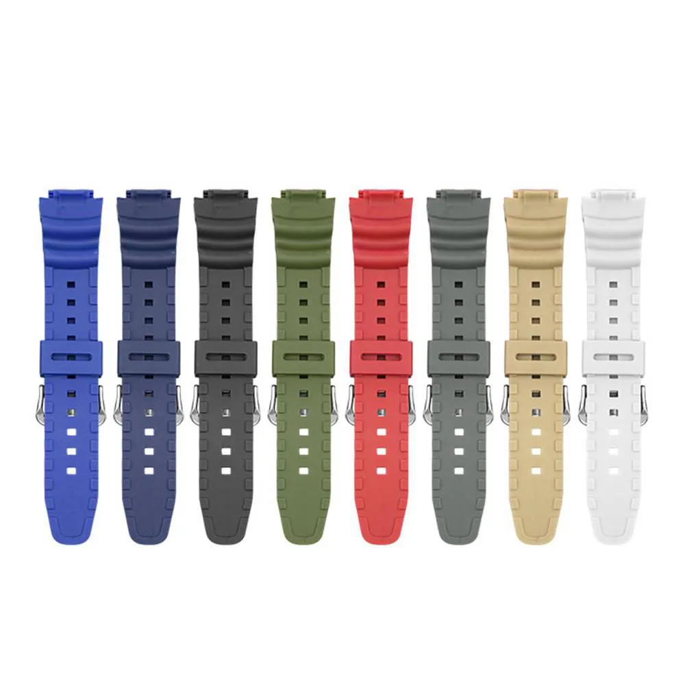 18mm Watch Band for Casio AQ-S810W AE-1000W AE-1200/1300 SGW-300 Strap Men Camouflage Silicone Rubber Wrist Bracelet Accessories