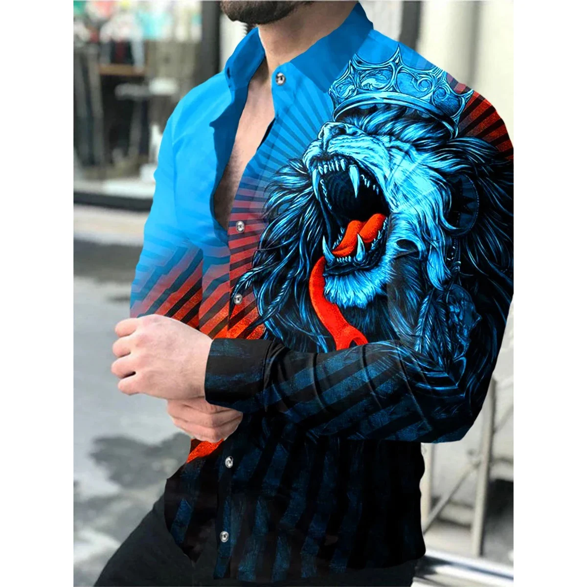 Summer Men Long Sleeved Shirt Fashion Casual Business British Style Print Male Blouse Streetwear High Quality Brand Men Clothing