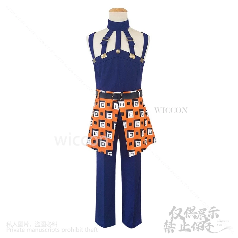 Anime Jooj Adventuree Cosplay Costume Ghirga Narancia Top Pants Apron Full Set Costumes Adult Neutral Halloween Outfits Sexy Wig