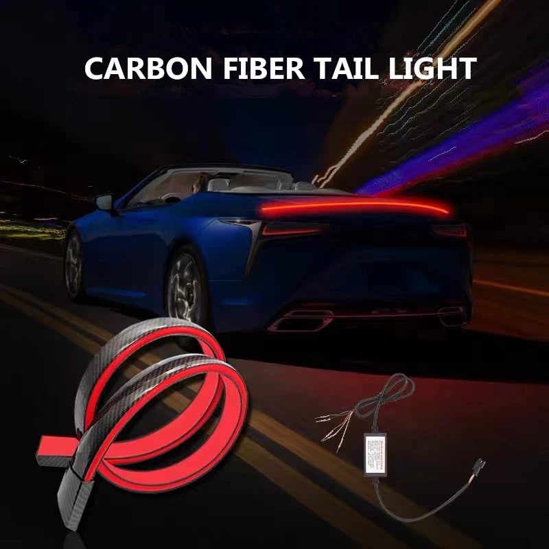 

For Audi TT Q3 Q5 Q7 Q8 A1 A3 A4 A5 A6 A7 B6 B7 130cm LED Car Carbon Fiber Trunk Lights Rear Tail Wing Turn Signal Lamps 12V
