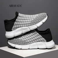 man socks shoes breathable high top men shoes flats fashion sneakers stretch fabric casual slip on men shoes