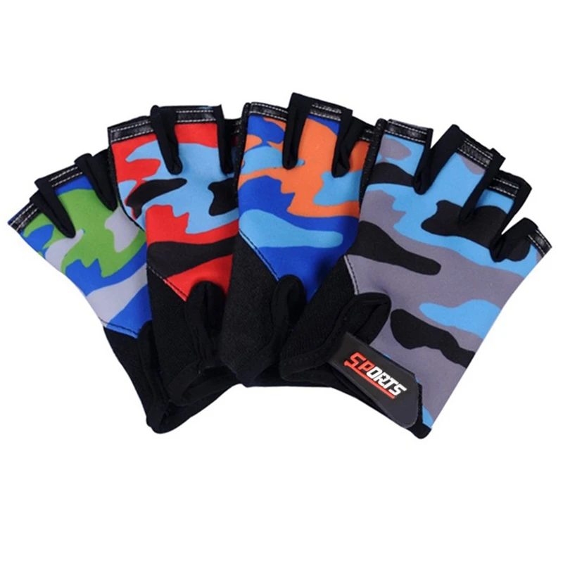 2 pcs Kids Half Finger Gloves Children Bike Gloves for Cycling Climbing Riding Breathable Short Finger Gloves