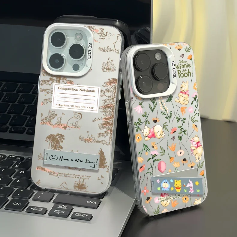 Kreskówka Kwiaty Kubuś Puchatek Etui do Samsung Galaxy S24 S23 S22 S21 Note20 Ultra Plus FE M31 4G 5G Back Cover z uchwytem