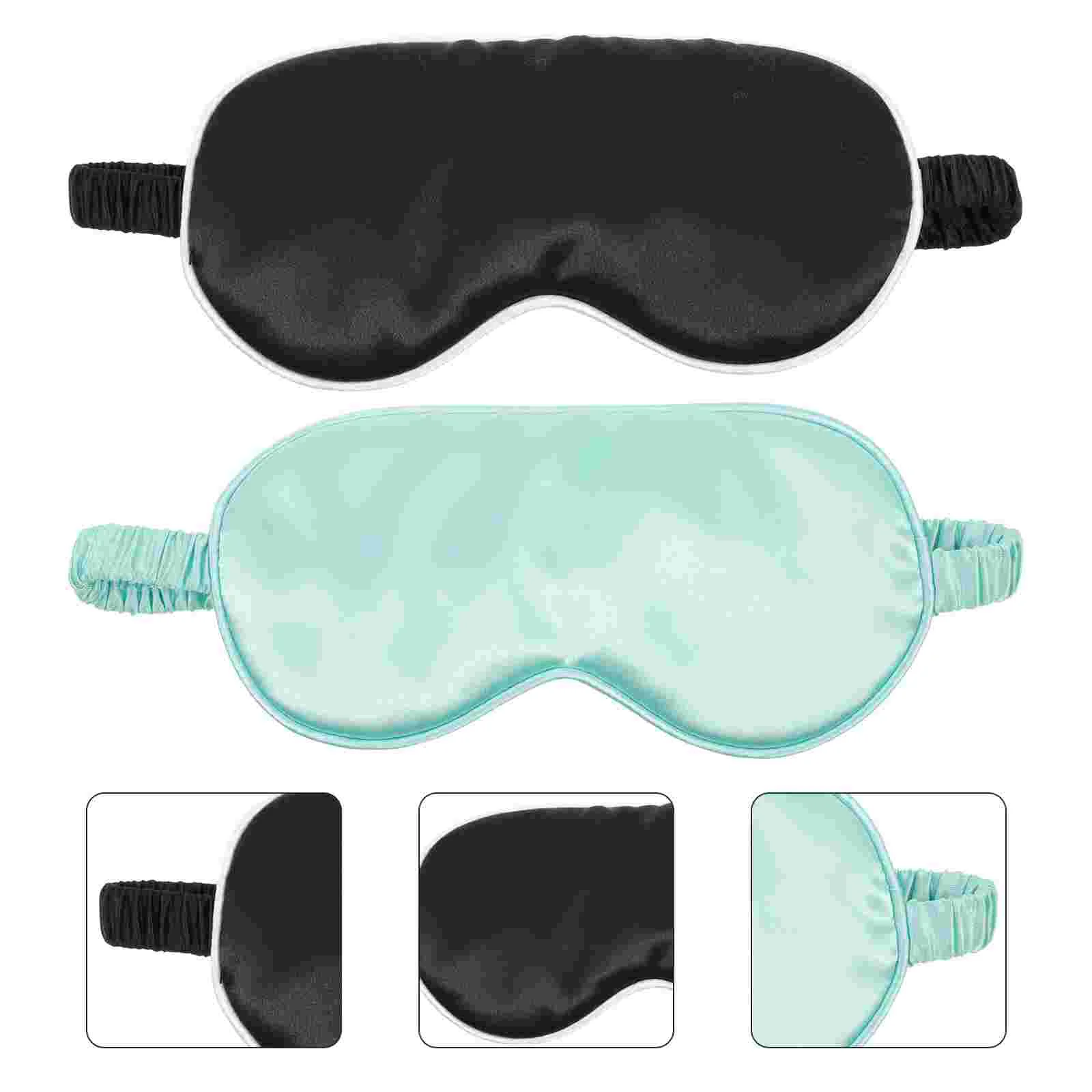 

2 Pcs Sleep Mask Eye Covers Night Massager Elastic Shading Sleeping Patches Supple Silk Travel Shades