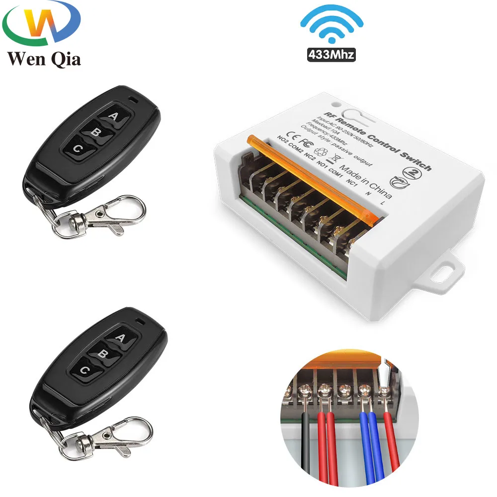 

RF 433 Mhz Wireless Remote Control Switch Relay 220v 2 channels Big Receiver and Transmitter for Motor Garage Door Gate Curtain