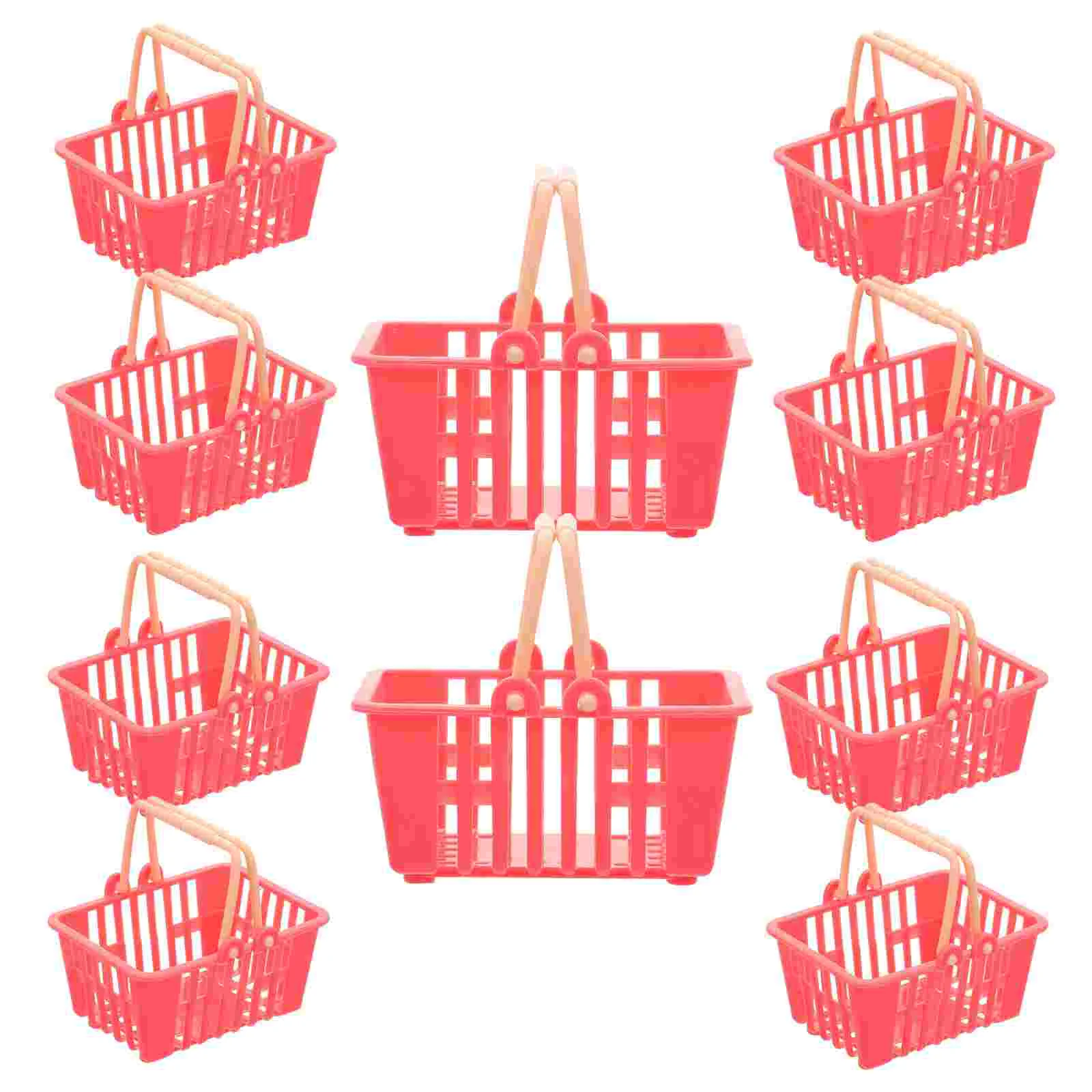 

10 Pcs Hamper House Accessories Mini Basket Decoration Plastic Miniature Grocery Shopping Storage Handle