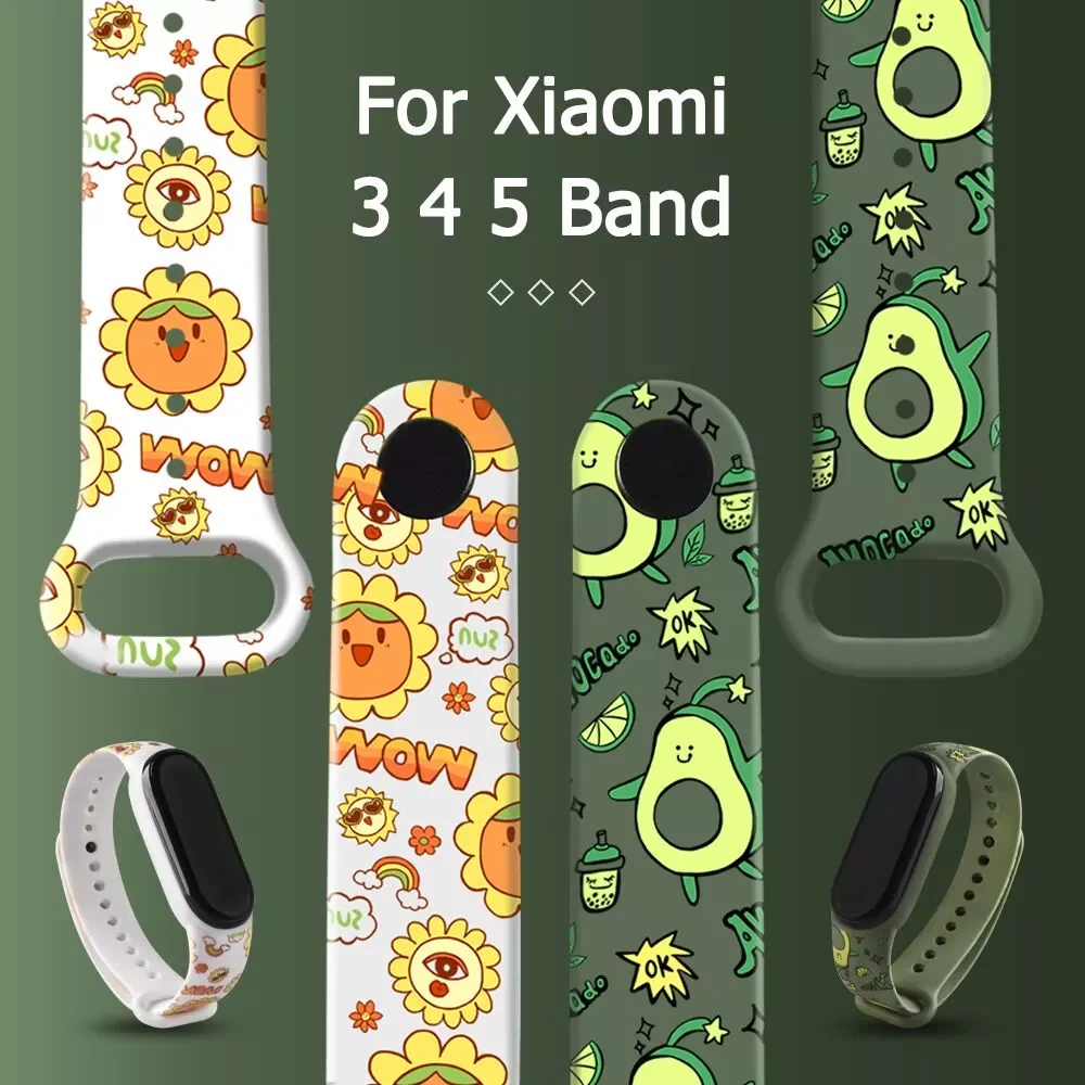 

Cartoon Strap For Xiaomi Mi Band 7 6 5 4 Smartwatch Wristband TPU Wrist Strap For Mi Band 6 5 4 7 Printed wristband Accessories