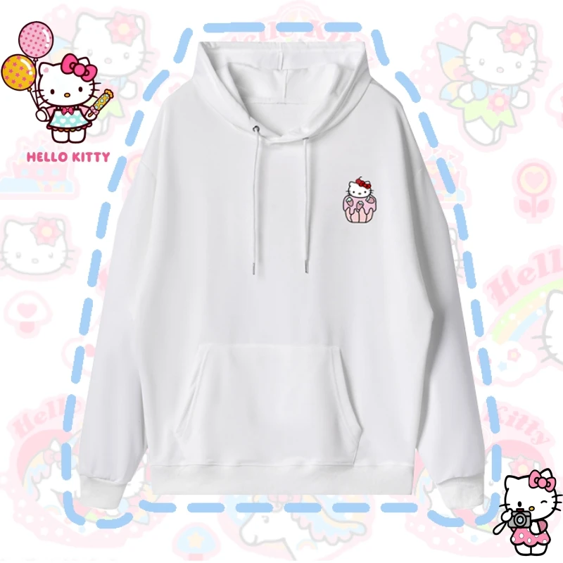 

Hello Kitty Hoodie Spring Autumn New Hooded Kawaii Loose Coat Long Sleeve Jacket Wild Fashion Printing Boy Girl Birthday Gifts