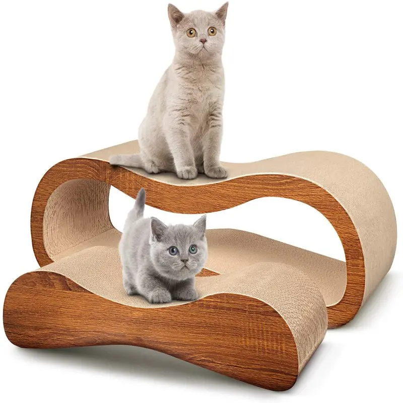 

2 in 1 Cat Scratcher Cardboard Lounge Bed Cat Scratching Post Durable Board Pads