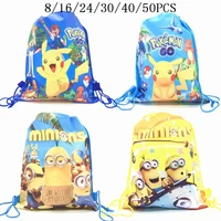 8162450pcs banana man theme non woven fabrics drawstring backpack banana man cartoon girls schoolbag shopping bags