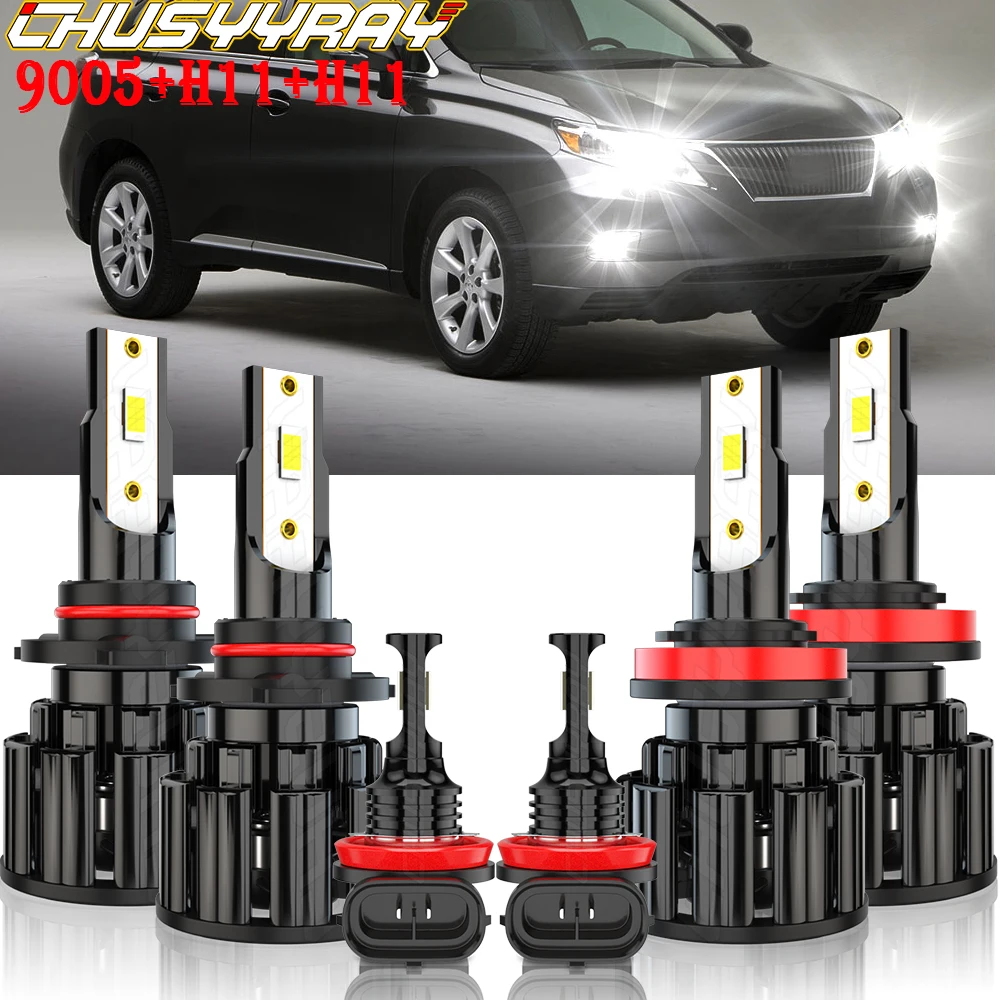 

CHUSYYRAY Compatible For Lexus RX350 2010-2015-6X 9005 H11 LED Headlight Hi/Low H11 Fog Light Combo bulbs Led Lights For Car