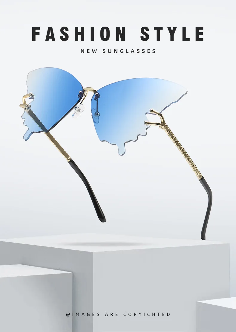 Женские винтажные солнцезащитные очки VWKTUUN с бабочкой в металлической оправе