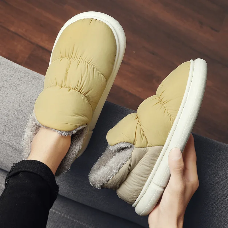 YRZL/мужские тапочки зимние пуховые водонепроницаемые домашние и уличные теплые