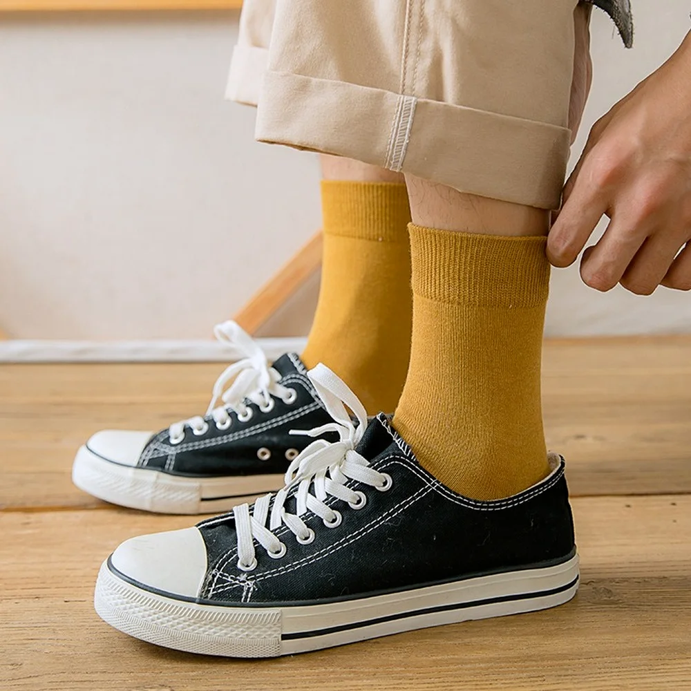 10Pairs/Lot Solid Color Combed Cotton Men Socks Casual Summer Winter Sock Black Trendy Comfortable Soft Business Socks Woman