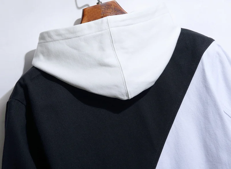 Men's Black White Spliced Denim Jacket 