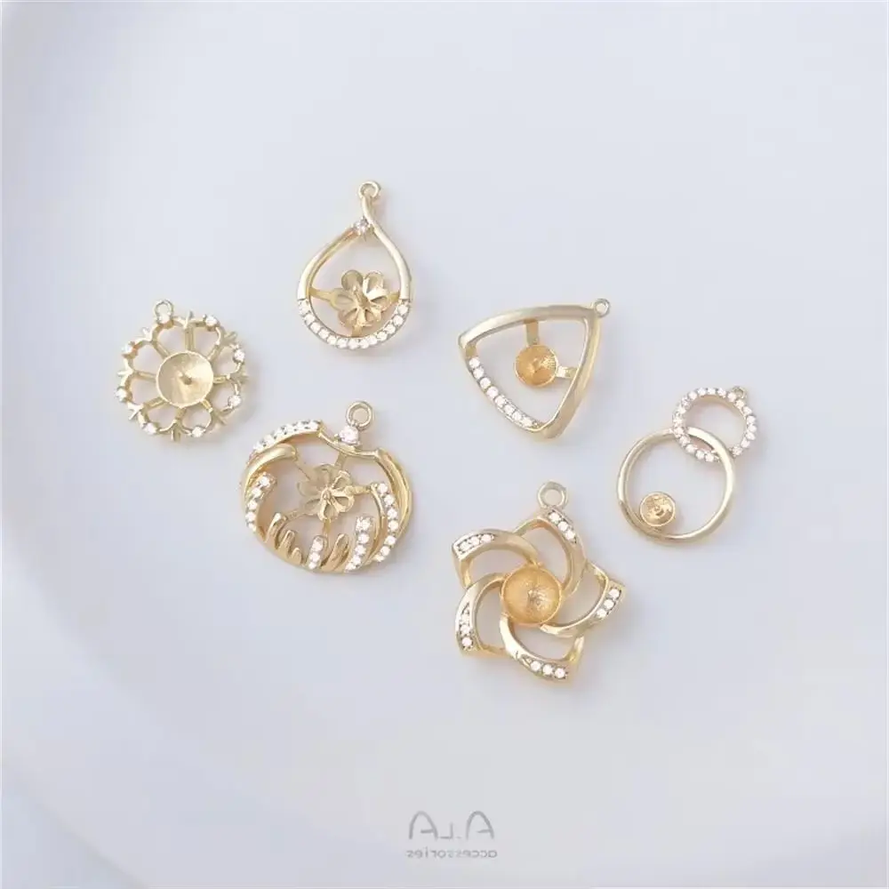 Микроинсет циркон 14-каратное золото жемчужный браслет с половиной отверстия