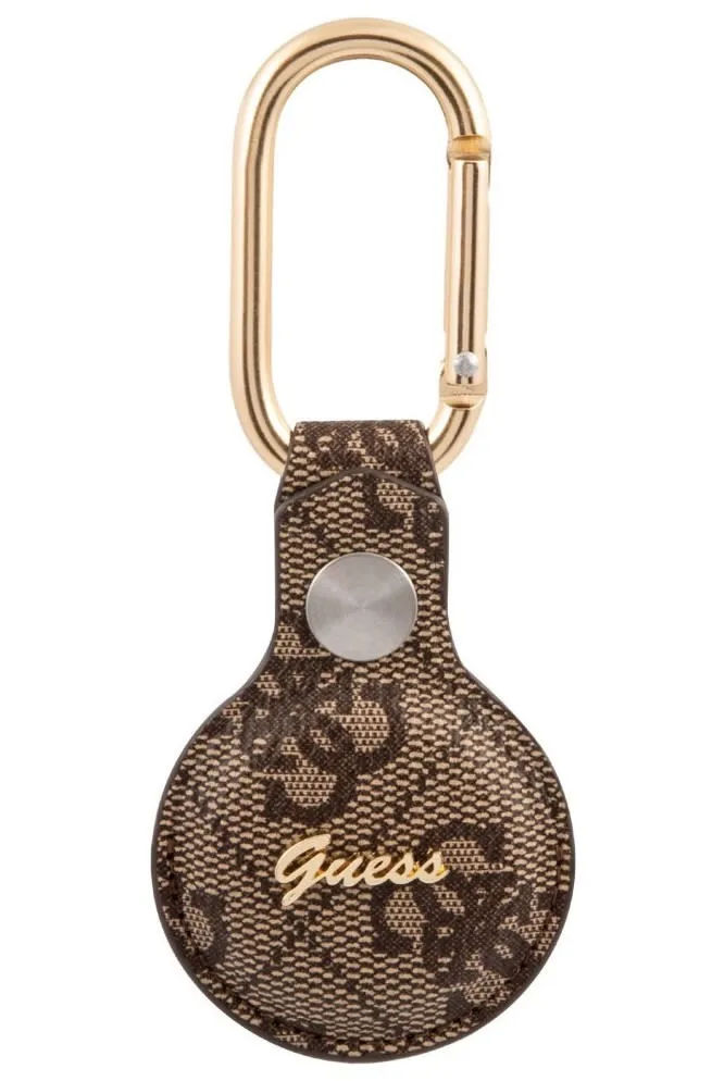 Чехол CG Mobile Guess PU 4G Script Logo Dog Clip для AirTag цвет Коричневый | Безопасность и защита