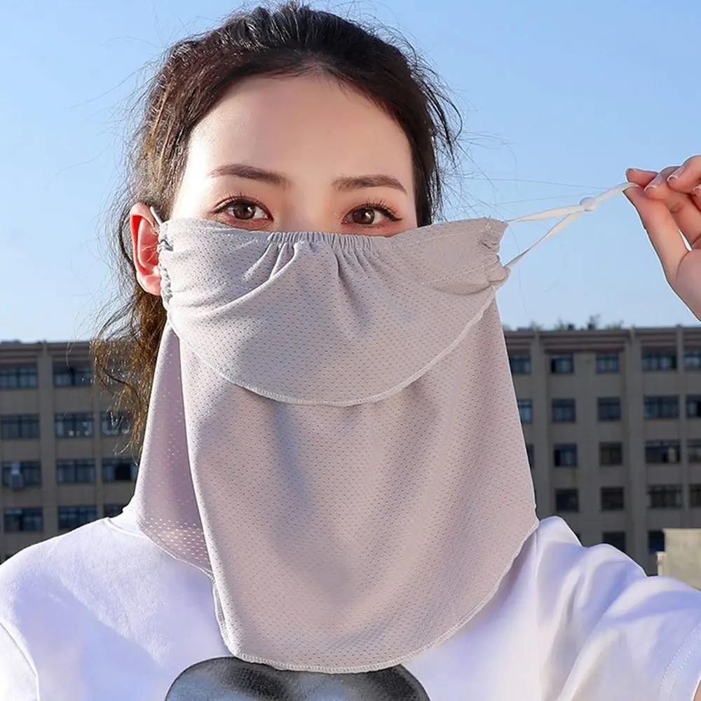 

Ice Silk Sunscreen Mask Women Summer Anti-UV Quick-drying Face Cover Scarf Breathable Lady Neck Protection Hanging Ear headband