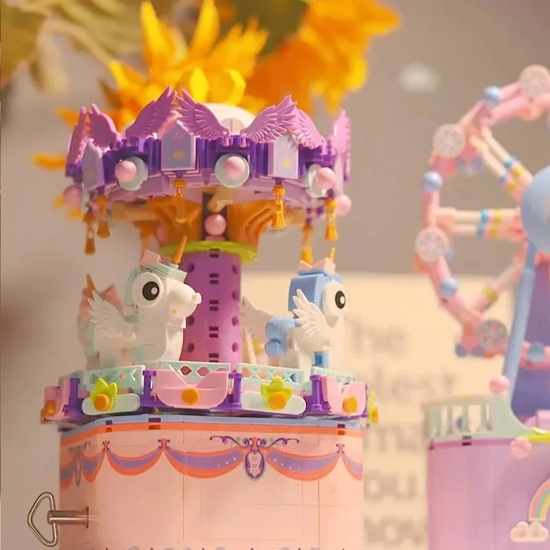 Строительные блоки креативная музыкальная шкатулка модель мини-блоки игрушки