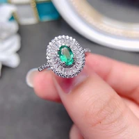 meibapj natural emerald fashion ellipse ring for women real 925 sterling silver charm fine wedding jewelry