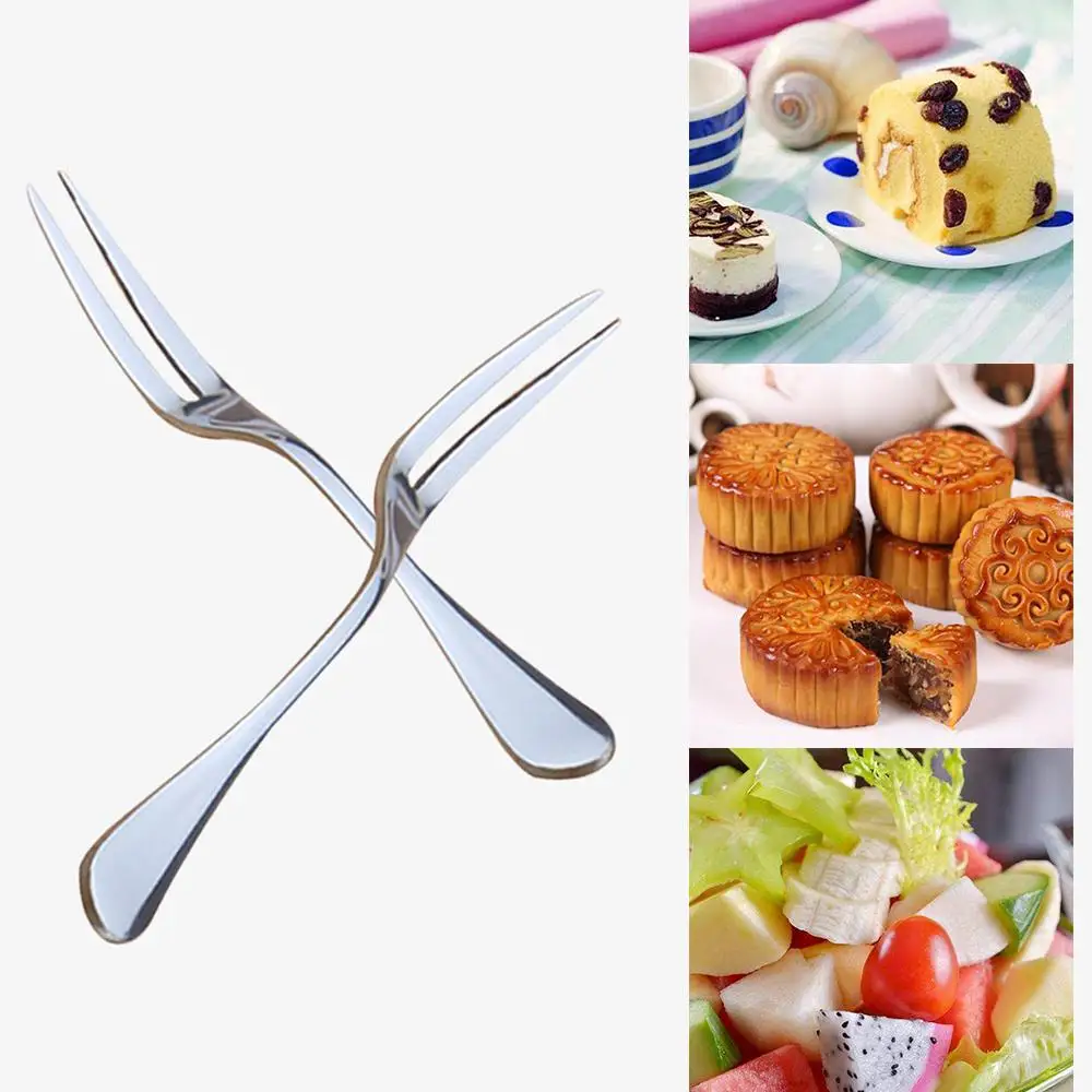 

Fruit Fork Stainless Steel Two-toothed Fork Cake Fork Western Small Fork Multifunctional Household Kitchen Accessories