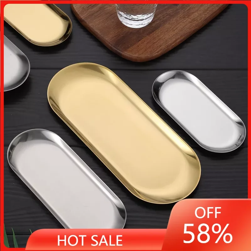 

Stainless Steel Gold Dining Plate Dessert Plate Nut Fruit Cake Tray Snack Kitchen Plate Western Steak Kitchen Plate Dish