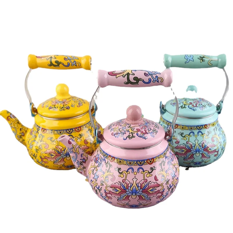 

Large Capacity Enamel Tea Pot with Stainless Steel Infuser for Home Kitchen Stove Top and Induction Cooker