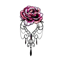 temporary tattoo stickers watercolor flower jewelry necklace totem fake tattoos waterproof tatoos leg arm large size women girl