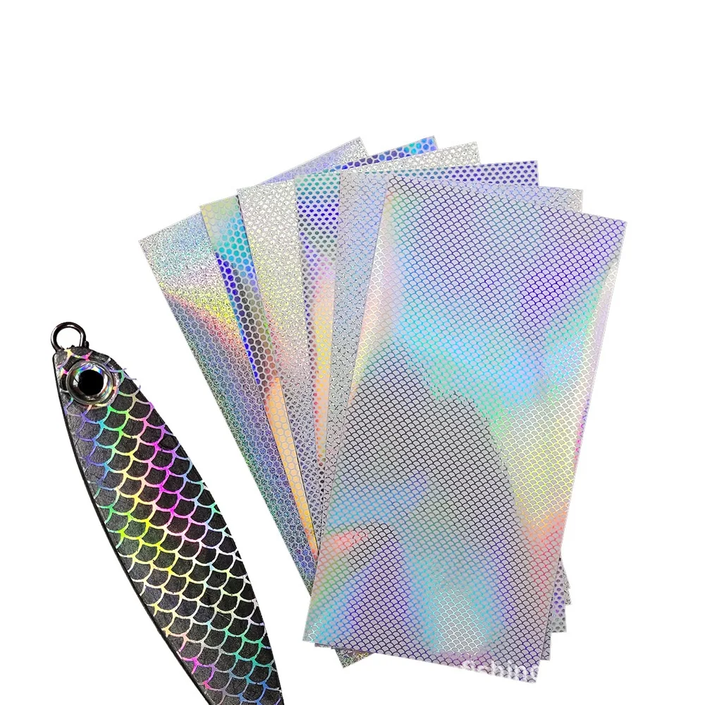 

6-10pcs/Lot DIY Fishing Lure Stickers Silver Laser Fishscale Waterproof Adhesive Sticker Lure Material Accessories 20X10cm
