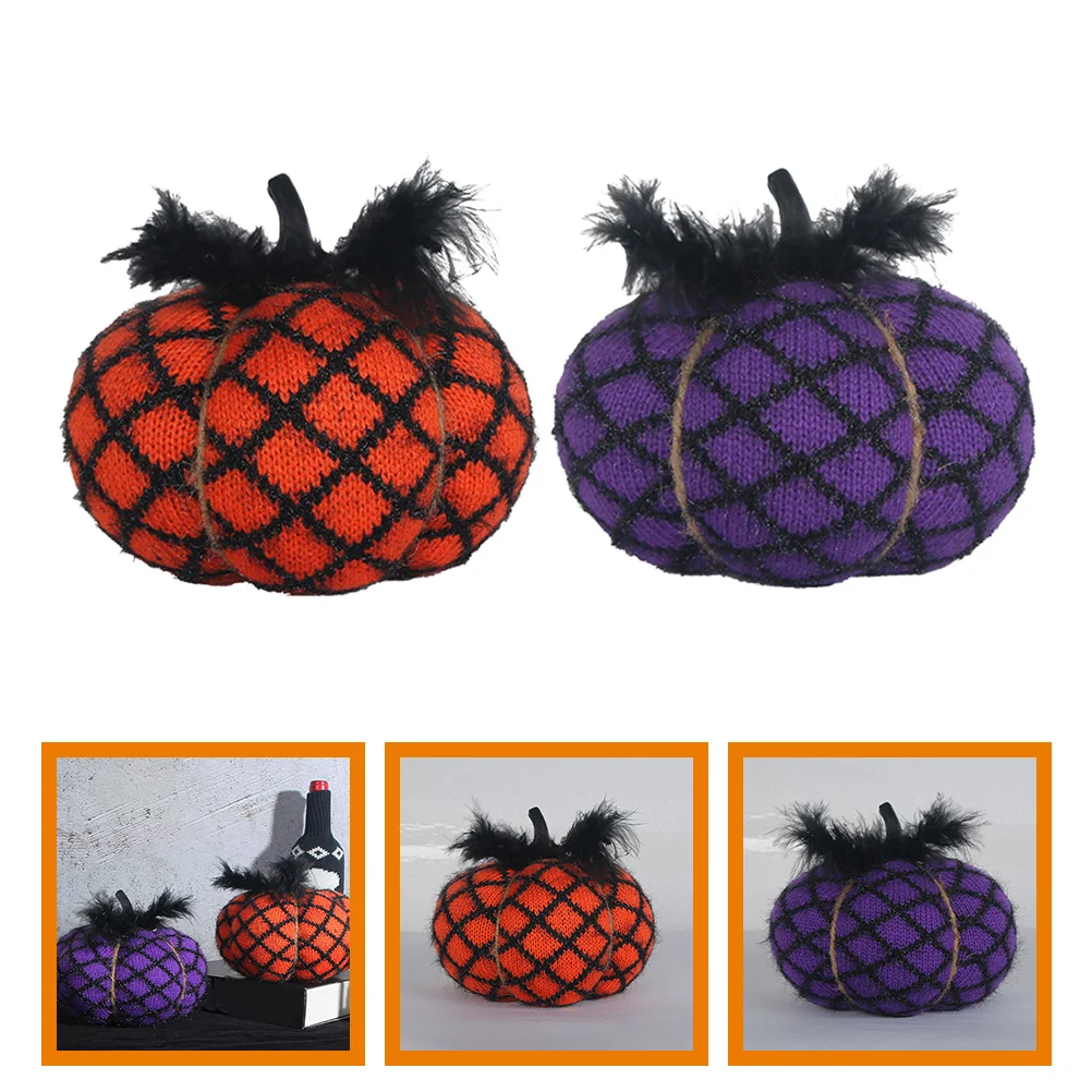 

2 Pcs Lifelike Pumpkin Manual Model Halloween Party Decor Decorative Plastic Layout Prop Artificial Ornament Fake Pumpkins