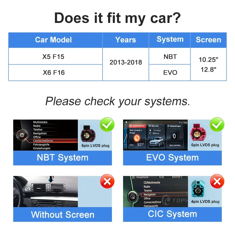 Фото Мультимедийный проигрыватель с сенсорным экраном и беспроводным CarPlay для BMW X5 F15 X6 F16 2013-2018 NBT EVO, совместимый с Android Auto №2