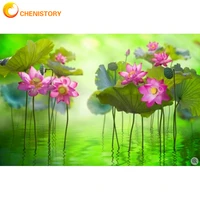 chenistory painting by numbers diy flower oil lotus still life on canvas wedding decoration art picture home wall scenery gift