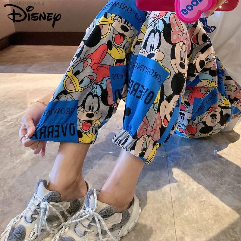 

Disney Mickey Mouse Printed Long Pants Set Women Kawaii Anime Loose Casual Top Clothing Set Y2k Trousers Aesthetic Fashion Pant