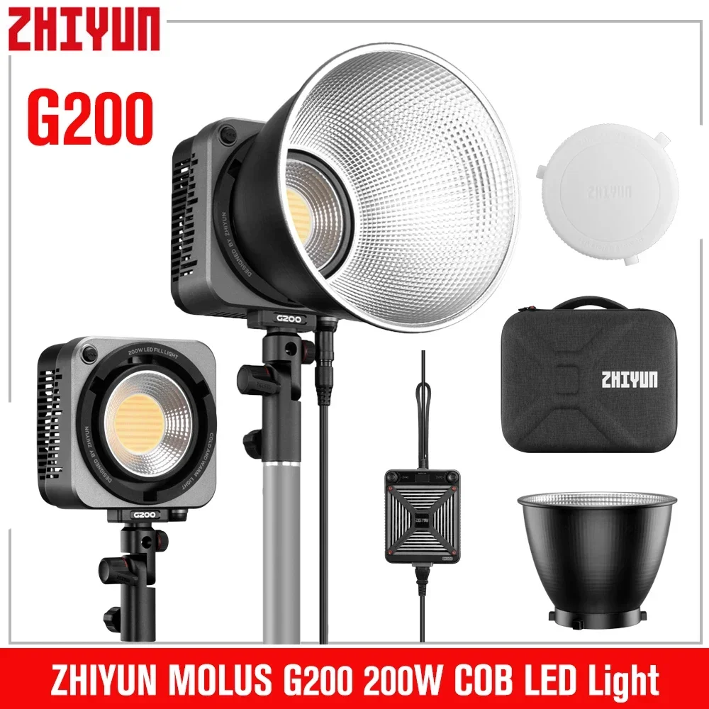 ZHIYUN MOLUS G200 200 Вт COB фото-и видеосъемка светодиодный 2700K-6500K освещение для фотостудии