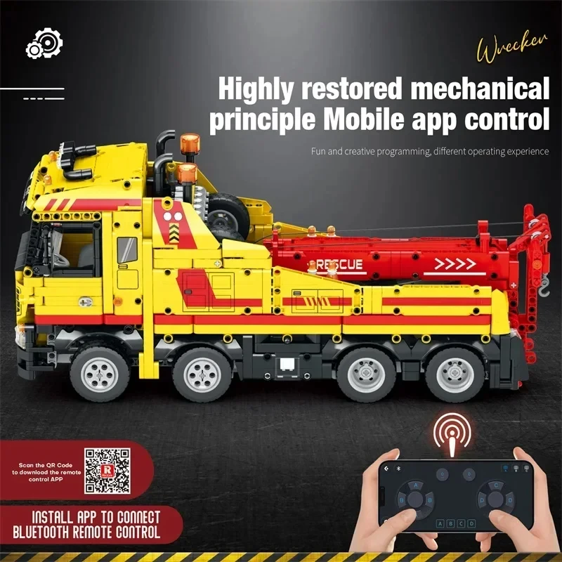 1910 шт. Детский конструктор автомобиль-эвакуатор