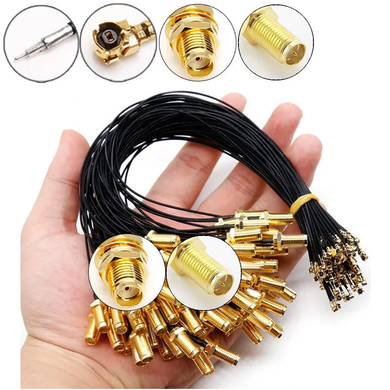 SMA female to RP SMA Female to uFL/u.FL/IPX/IPEX UFL RG1.13mm Antenna RF solder Cable IPX Extension Connector WiFi Pigtail wire
