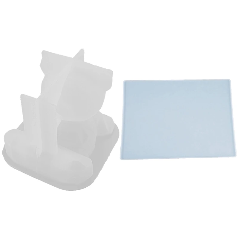 

DIY Epoxy Resin Mold 3D Geometric Bear Phone Holder UV Silicone Mold & Writing Board Epoxy Resin Casting Mold