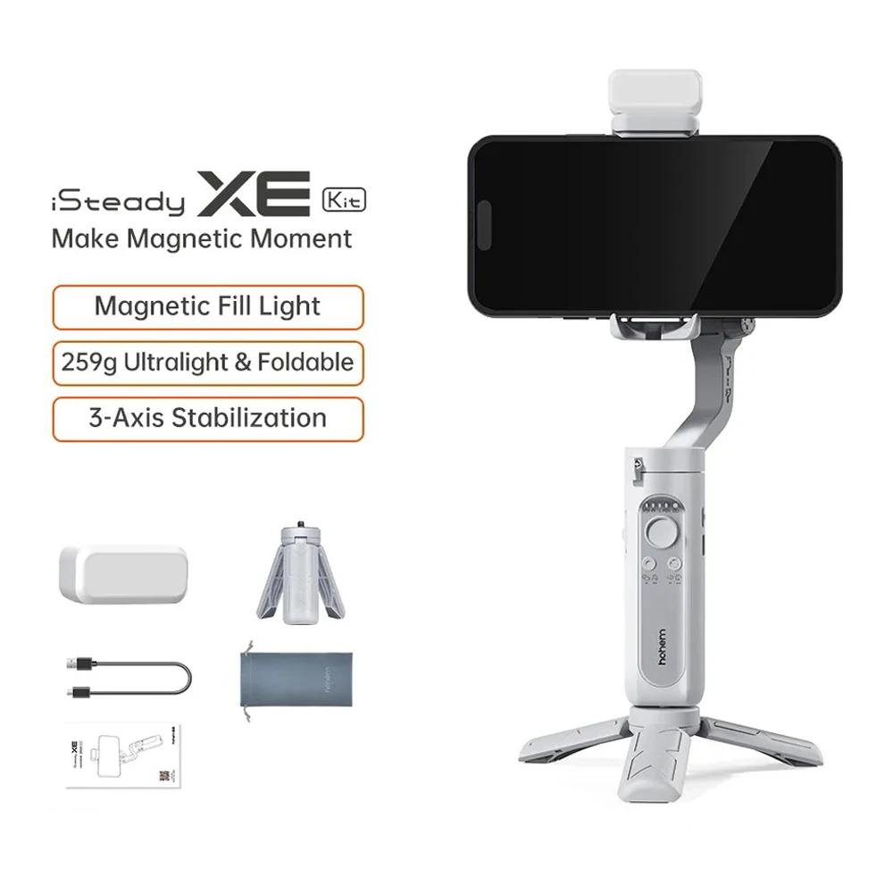 

iSteady XE Handheld 3-Axis Gimbal Stabilizer Selfie Tripod for Smartphone with Magnetic Fill Light Video Lighting