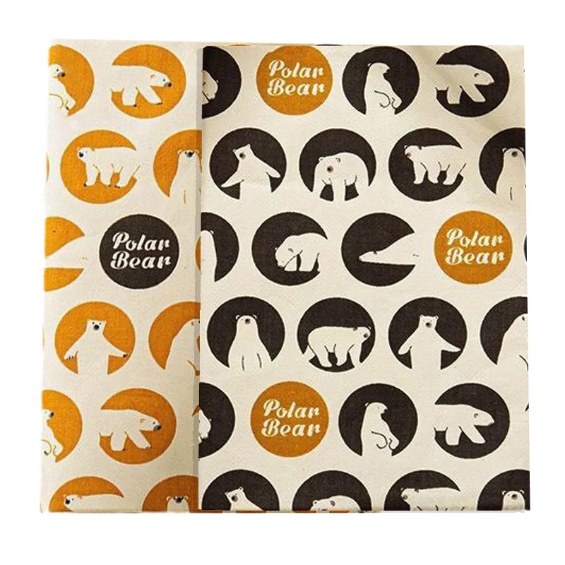 

Fabric Cover Notebook A6 Blank Lined Grid Inner Soft Cover Black Yellow Polka Dots Polar Bear Pattern Notebooks Writing Supplies