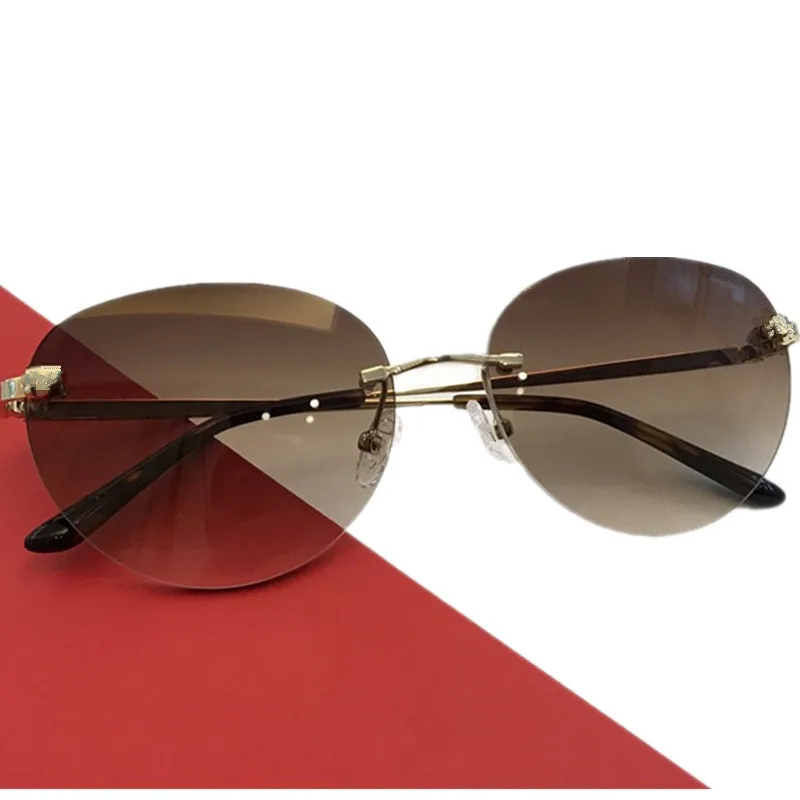 LXY Des Unisex 008SA Rimless Sunglasses UV400 54-18-145 Round-Oval Lens Pure-Titanium Rim for Prescription Goggles Acc