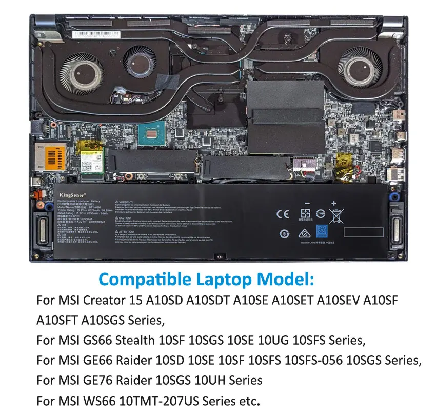 Аккумулятор KingSener для ноутбука MSI Creator 15 A10SD A10SF GS66 Stealth 10SFS 10SGS 10SE-045 10UG GE66 Raider WS66 |