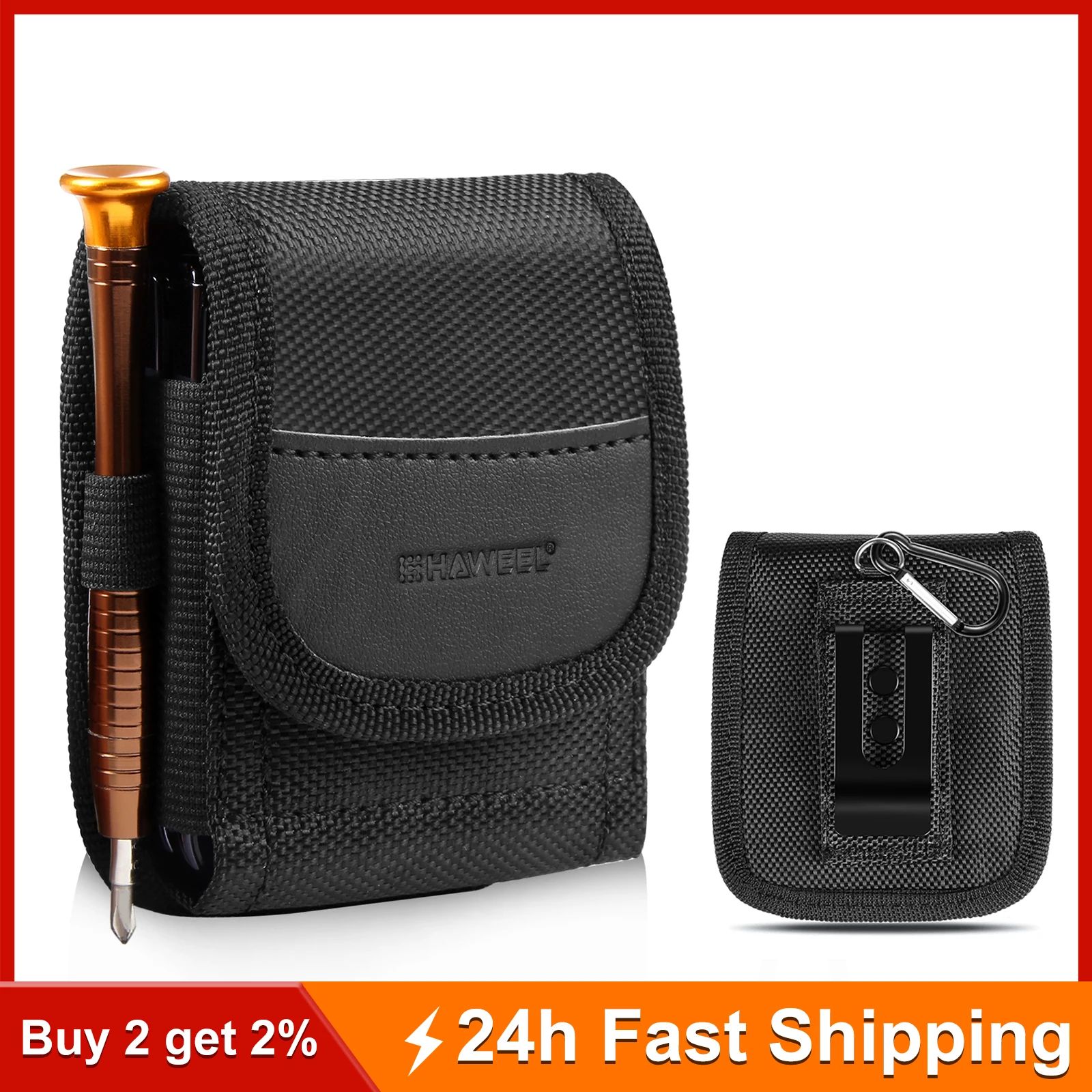 

HAWEEL Folding Phone Waist Belt Clip Bag For Samsung Galaxy Z Flip 3 5G Nylon Holster Flip Phone Pouch For Huawei P50 Pocket